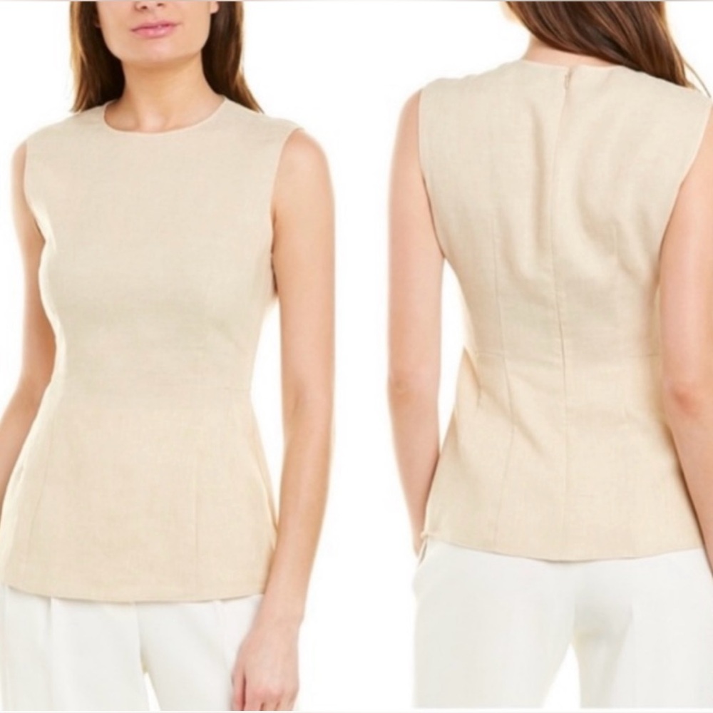 Theory Pure Linen Paneled Top Sleeveless SiLight Linen